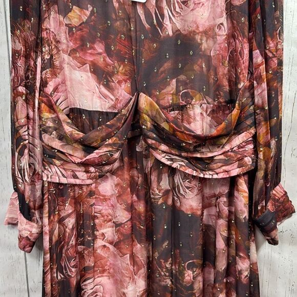 Soft Surroundings Silk Floral Maxi Dress 20W Romantic Cottagecore Feminine Boho - Picture 4 of 16